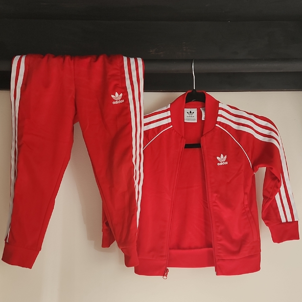Adidas Red and White Tracksuit